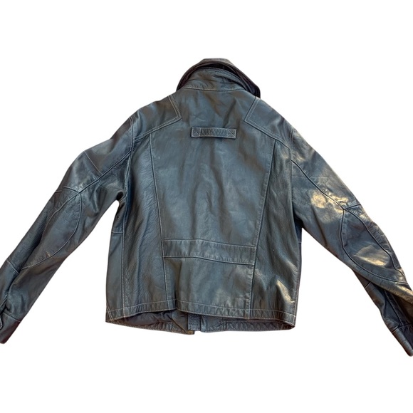 Barney’s Co-Op Black Motorcycle Bomber Leather Jacket Men’s Size XL - Picture 2 of 8